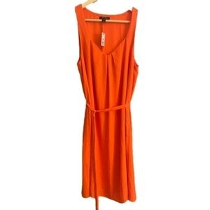 NWT RW&CO Orange Silky Crepe Sleeveless Shift Dress